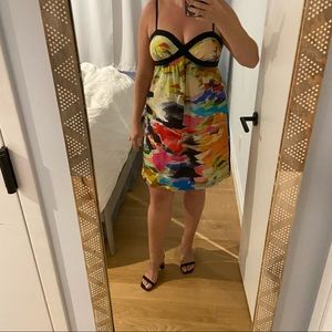 Trina Turk Silk Cocktail Dress multi-color size 10